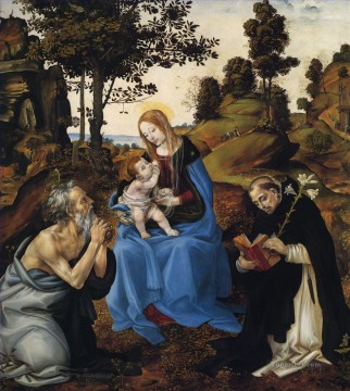 フィリッピーノ・リッピ Painting - 聖母子と聖ヒエロニムスとドミニク・クリスチャン・フィリッピーノ・リッピ